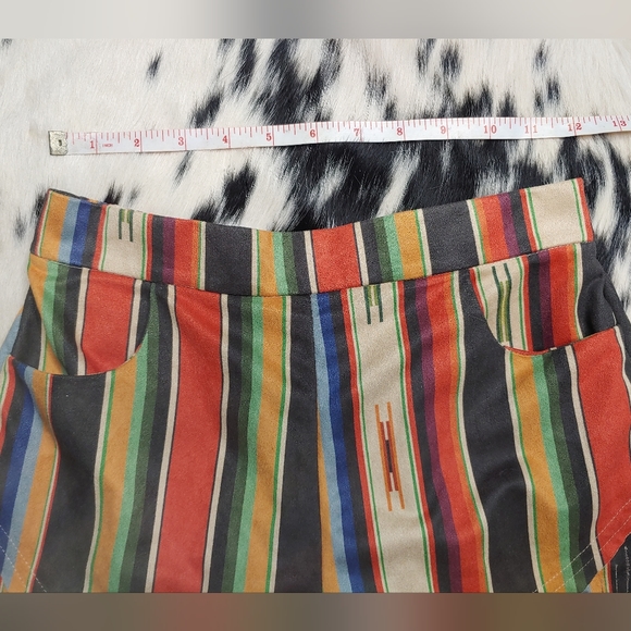 NEW Boutique Fringe Shorts Cowgirl Western Serape Stripe Soft Shorts Size Small - Picture 2 of 4